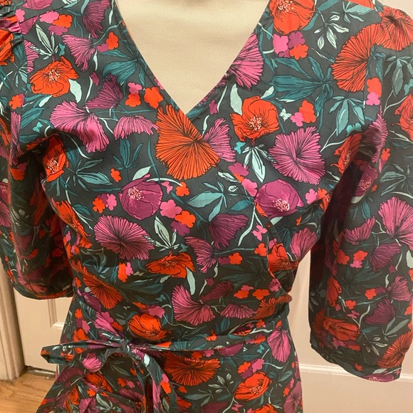 Desiree Salas floral cotton wrap dress, size L - Picture 2 of 9